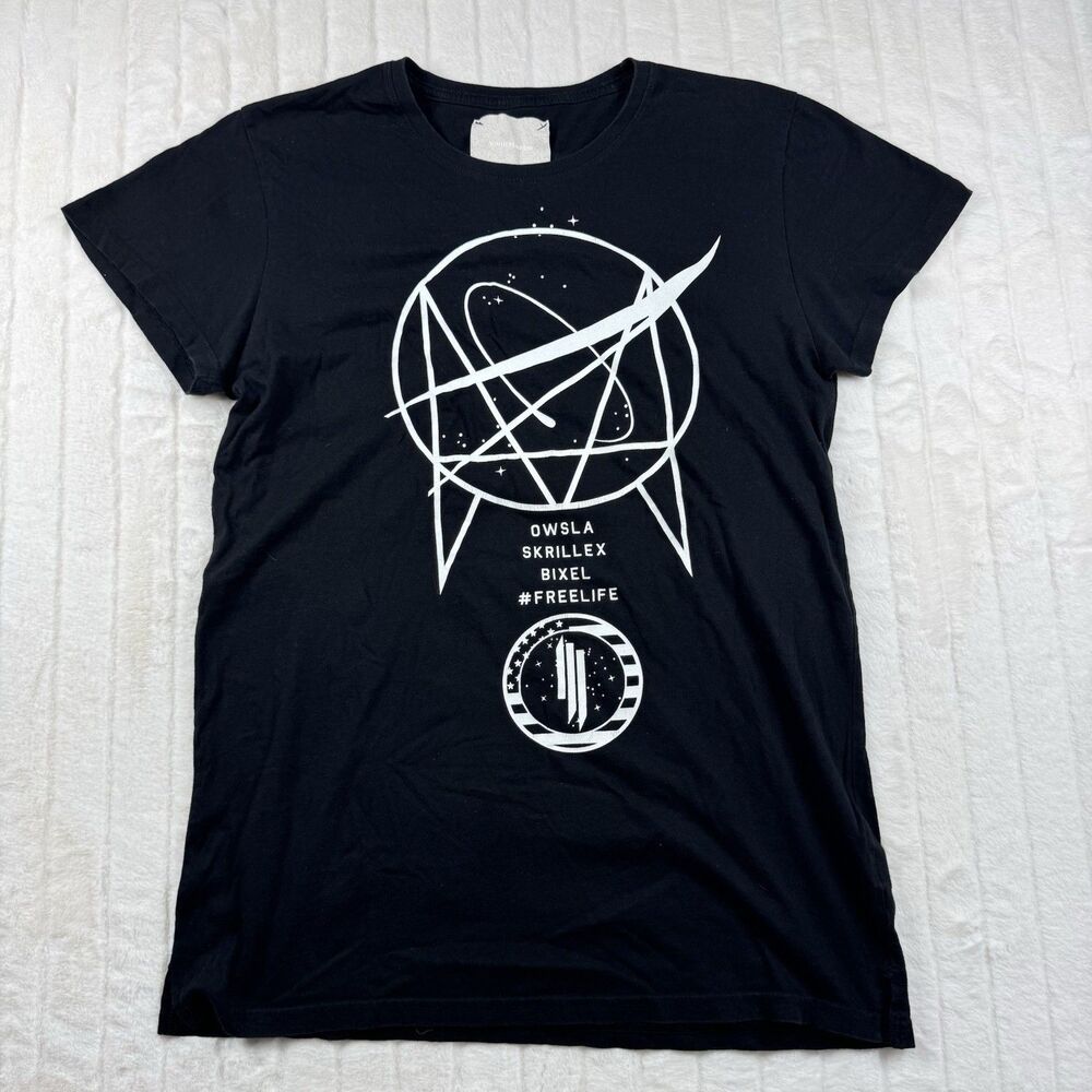 Skrillex OWSLA Bixel Boys Freelife T-Shirt Adult Large Black Double Sided Print
